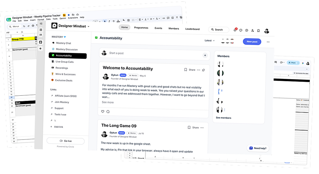 The Accountability space in the community, alongside the shared weekly pipeline tracker spreadsheet